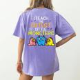 I Teach Cutest Little Monsters Halloween Teacher Men Women Women's Comfort Colors T-Shirt Back Print Violet