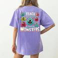 I Teach The Cutest Little Monsters Teacher Halloween Outfit Women's Comfort Colors T-Shirt Back Print Violet I Teach The Cutest Little Monsters Teacher Halloween Outfit Women's Comfort Colors T-Shirt Back Print Violet