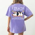 I Teach The Cutest Little Penguins Cute School Teacher Tee Women's Comfort Colors T-Shirt Back Print Violet I Teach The Cutest Little Penguins Cute School Teacher Tee Women's Comfort Colors T-Shirt Back Print Violet