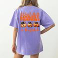 I Teach The Cutest Pumpkins Halloween Teacher Cat Lover Women's Comfort Colors T-Shirt Back Print Violet