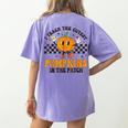 I Teach The Cutest Pumpkins In The Patch Groovy Teacher Fall Women's Comfort Colors T-Shirt Back Print Violet I Teach The Cutest Pumpkins In The Patch Groovy Teacher Fall Women's Comfort Colors T-Shirt Back Print Violet