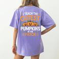 I Teach The Cutest Pumpkins In The Patch Halloween Teacher Women's Comfort Colors T-Shirt Back Print Violet I Teach The Cutest Pumpkins In The Patch Halloween Teacher Women's Comfort Colors T-Shirt Back Print Violet
