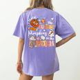 I Teach The Cutest Pumpkins In The Patch Halloween Teacher Women's Comfort Colors T-Shirt Back Print Violet