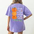I Teach The Cutest Pumpkins In Patch Pre-K Halloween Teacher Women's Comfort Colors T-Shirt Back Print Violet I Teach The Cutest Pumpkins In Patch Pre-K Halloween Teacher Women's Comfort Colors T-Shirt Back Print Violet