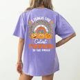 I Teach The Cutest Pumpkins In The Patch Teacher Halloween Women's Comfort Colors T-Shirt Back Print Violet