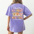 I Teach The Cutest Pumpkins In The Patch Teacher Retro Women's Comfort Colors T-Shirt Back Print Violet I Teach The Cutest Pumpkins In The Patch Teacher Retro Women's Comfort Colors T-Shirt Back Print Violet
