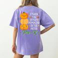 I Teach Cutest Pumpkins In Patch Thanksgiving Teacher Pre-K For Men Women Women's Comfort Colors T-Shirt Back Print Violet I Teach Cutest Pumpkins In Patch Thanksgiving Teacher Pre-K For Men Women Women's Comfort Colors T-Shirt Back Print Violet