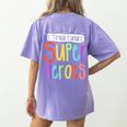 I Teach Future Superheroes Teacher Teaching Women's Comfort Colors T-Shirt Back Print Violet
