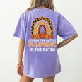 Teach Leopard Rainbow Cute Halloween Costume Teacher Women Women's Comfort Colors T-Shirt Back Print Violet Teach Leopard Rainbow Cute Halloween Costume Teacher Women Women's Comfort Colors T-Shirt Back Print Violet