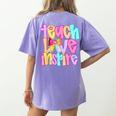 Teach Love Inspire Preppy Back To School Teacher Women Women's Comfort Colors T-Shirt Back Print Violet Teach Love Inspire Preppy Back To School Teacher Women Women's Comfort Colors T-Shirt Back Print Violet