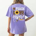 TEACH LOVE INSPIRE Teacher Sunflower Appreciation Women's Comfort Colors T-Shirt Back Print Violet TEACH LOVE INSPIRE Teacher Sunflower Appreciation Women's Comfort Colors T-Shirt Back Print Violet