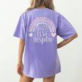 Teach Love Inspire Teacher Women's Comfort Colors T-Shirt Back Print Violet Teach Love Inspire Teacher Women's Comfort Colors T-Shirt Back Print Violet