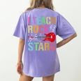 I Teach Rockstars Band Vibes Teacher Rocks My Music Teaching Women's Comfort Colors T-Shirt Back Print Violet
