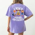 I Teach Superheroes Cute Back To School Teacher Women's Comfort Colors T-Shirt Back Print Violet