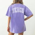 Teach Teacher Checkered First Day Of School Back To School Women's Comfort Colors T-Shirt Back Print Violet Teach Teacher Checkered First Day Of School Back To School Women's Comfort Colors T-Shirt Back Print Violet