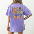 I Teach Tiny Humans About Jesus Christian Teacher Religious Women's Comfort Colors T-Shirt Back Print Violet I Teach Tiny Humans About Jesus Christian Teacher Religious Women's Comfort Colors T-Shirt Back Print Violet