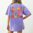 Teacher Apple Back To School Art For School Supplies Women's Comfort Colors T-Shirt Back Print Violet Teacher Apple Back To School Art For School Supplies Women's Comfort Colors T-Shirt Back Print Violet