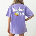 Teacher Bee Bumblebee Back To School Women's Comfort Colors T-Shirt Back Print Violet Teacher Bee Bumblebee Back To School Women's Comfort Colors T-Shirt Back Print Violet