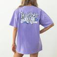 Teacher Blue Chinoiserie Coquette Bow Heart Teacher Life Women's Comfort Colors T-Shirt Back Print Violet