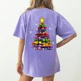 Teacher Crayon Christmas Tree Lights Student School Xmas Women's Comfort Colors T-Shirt Back Print Violet