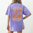 Teacher By Day Witch By Night Halloween Teacher Witch Women's Comfort Colors T-Shirt Back Print Violet