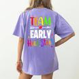 Teacher Early Childhood Education Preschool Head Start Crew Women's Comfort Colors T-Shirt Back Print Violet Teacher Early Childhood Education Preschool Head Start Crew Women's Comfort Colors T-Shirt Back Print Violet
