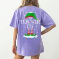 The Teacher Elf Christmas Family Matching Xmas Group For Men Women Women's Comfort Colors T-Shirt Back Print Violet The Teacher Elf Christmas Family Matching Xmas Group For Men Women Women's Comfort Colors T-Shirt Back Print Violet