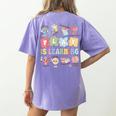 Teacher Groovy Play Is Learning Back To School Women's Comfort Colors T-Shirt Back Print Violet