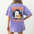 Teacher Halloween Ghost Reading Book Animal Boooks Are Women's Comfort Colors T-Shirt Back Print Violet Teacher Halloween Ghost Reading Book Animal Boooks Are Women's Comfort Colors T-Shirt Back Print Violet