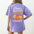 Teacher Halloween Pre-K Teacher Kindergarten Cutest Pumpkins Women's Comfort Colors T-Shirt Back Print Violet Teacher Halloween Pre-K Teacher Kindergarten Cutest Pumpkins Women's Comfort Colors T-Shirt Back Print Violet