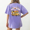 Teacher Halloween School Bus Driver Cute Ghost Witch Party Women's Comfort Colors T-Shirt Back Print Violet