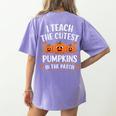 Teacher Halloween I Teach The Cutest Pumpkins In The Patch Women's Comfort Colors T-Shirt Back Print Violet Teacher Halloween I Teach The Cutest Pumpkins In The Patch Women's Comfort Colors T-Shirt Back Print Violet