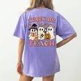 Teacher Halloween Trick Or Teach Cute Ghost Coffee Pumpkins Women's Comfort Colors T-Shirt Back Print Violet
