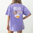 Teacher Library Read Book Club Piggie Elephant Pigeons Men Women Kids Women's Comfort Colors T-Shirt Back Print Violet