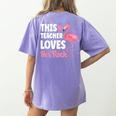 This Teacher Loves Her Flock Teaching Flamingo Girl Women's Comfort Colors T-Shirt Back Print Violet This Teacher Loves Her Flock Teaching Flamingo Girl Women's Comfort Colors T-Shirt Back Print Violet