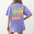 Teacher Overuse 67 Teacher Women's Comfort Colors T-Shirt Back Print Violet