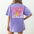Teacher Pencil Back To School Groovy Pink Teacher First Day Women's Comfort Colors T-Shirt Back Print Violet Teacher Pencil Back To School Groovy Pink Teacher First Day Women's Comfort Colors T-Shirt Back Print Violet