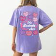 Teacher Positive Affirmations Candy Heart Valentine's Day Women's Comfort Colors T-Shirt Back Print Violet Teacher Positive Affirmations Candy Heart Valentine's Day Women's Comfort Colors T-Shirt Back Print Violet