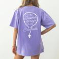 This Teacher Prays For Her Students Catholic Rosary Women's Comfort Colors T-Shirt Back Print Violet This Teacher Prays For Her Students Catholic Rosary Women's Comfort Colors T-Shirt Back Print Violet