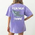 Teacher Shark Shirt Christmas Idea For Him Her Women's Comfort Colors T-Shirt Back Print Violet Teacher Shark Shirt Christmas Idea For Him Her Women's Comfort Colors T-Shirt Back Print Violet
