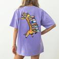 Teacher Shirt Giraffe Holding Books Bookworm Librarian Women's Comfort Colors T-Shirt Back Print Violet Teacher Shirt Giraffe Holding Books Bookworm Librarian Women's Comfort Colors T-Shirt Back Print Violet