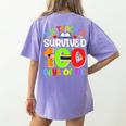 My Teacher Survived 100 Days Of Me 100 Days Of School Women's Comfort Colors T-Shirt Back Print Violet