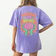 Teacher Teachers Love Brains Halloween Men Women Women's Comfort Colors T-Shirt Back Print Violet