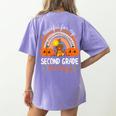 Teacher Thanksgiving Thankful For My Second Grade Turkeys Women's Comfort Colors T-Shirt Back Print Violet