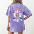 Teacher Tiny Human Tamer This My Circus These Are My Monkeys Women's Comfort Colors T-Shirt Back Print Violet