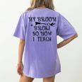 Teacher Witch Halloween My Broom Broke So Now I Teach For Men Women Women's Comfort Colors T-Shirt Back Print Violet Teacher Witch Halloween My Broom Broke So Now I Teach For Men Women Women's Comfort Colors T-Shirt Back Print Violet