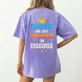 Teachers Are JUST Superheroes Fun School Women's Comfort Colors T-Shirt Back Print Violet Teachers Are JUST Superheroes Fun School Women's Comfort Colors T-Shirt Back Print Violet