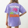 Teachers Love Brains Halloween 2025 Skeleton Costume Women's Comfort Colors T-Shirt Back Print Violet Teachers Love Brains Halloween 2025 Skeleton Costume Women's Comfort Colors T-Shirt Back Print Violet