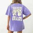 Teachers Love Brains Halloween Costume Boo Trick Teach Women's Comfort Colors T-Shirt Back Print Violet