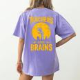 Teachers Love Brains Shirt Men Women Halloween Teacher Women's Comfort Colors T-Shirt Back Print Violet
